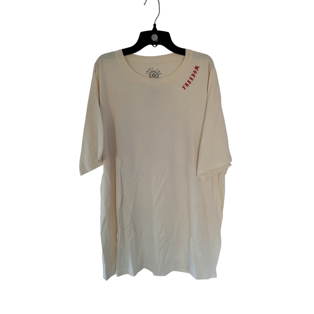 Trust The Universe Freedom Skeleton Beach Graphic T Shirt Cream Size‎ XL #21